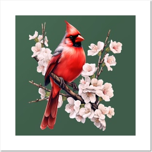 Northern Cardinal Wild Backyard Birds Flower Garden Birders Posters and Art